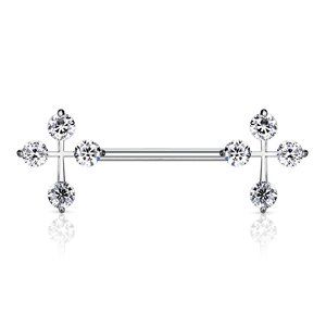 CZ Cross Ends 316L Surgical Steel Nipple Barbell Rings
